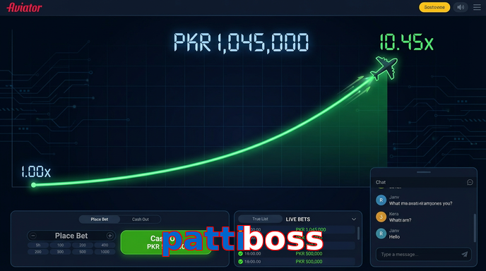 Main screen of Pattiboss aviator page for PK players
